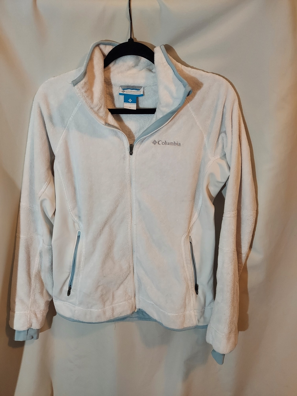 Columbia Benton Springs Full Zip Fleece Jacket White/Blue Women's Size M